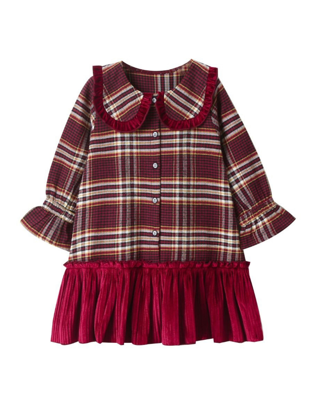 Red Doll Collar Checkered Dress