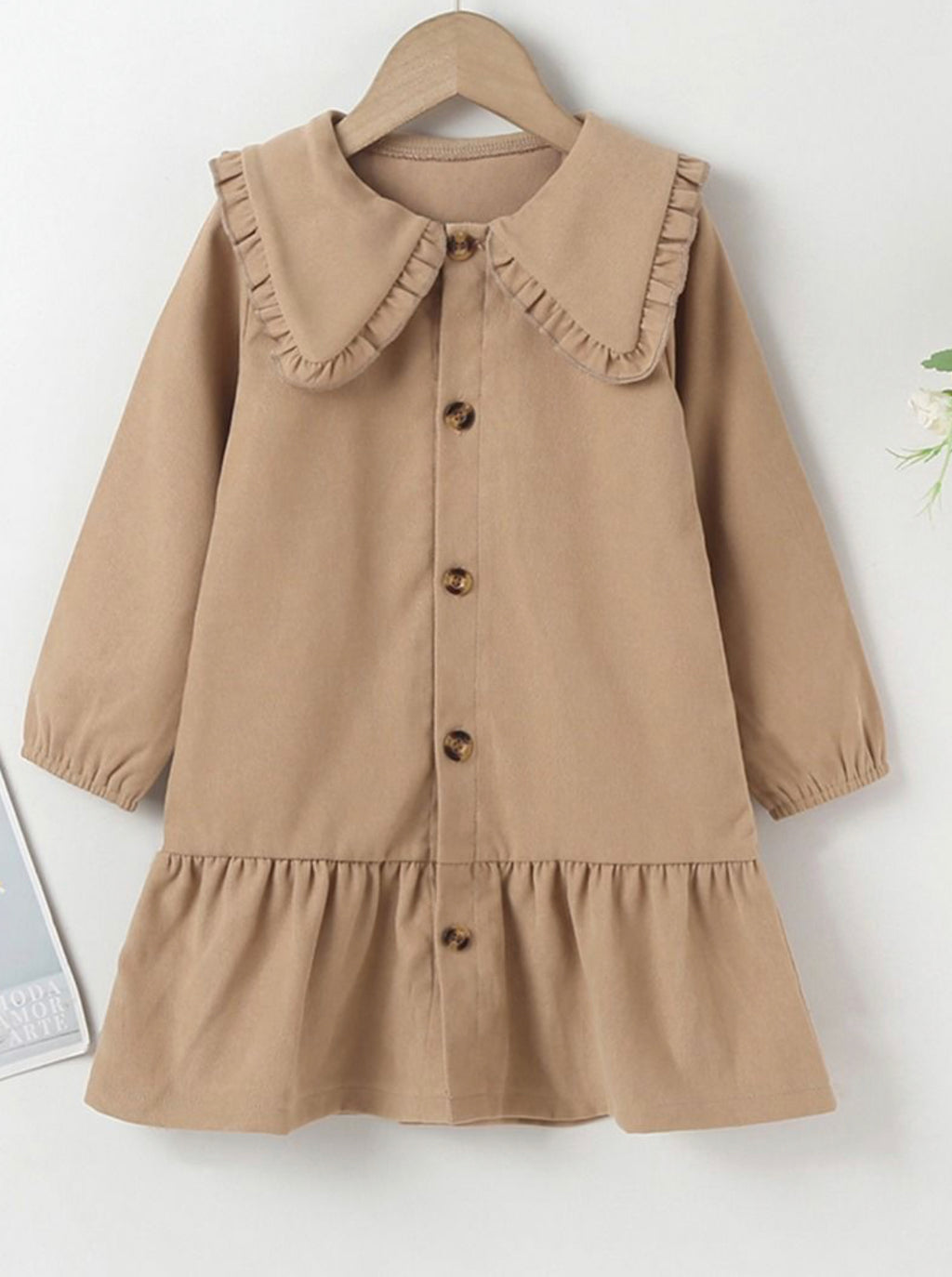 Doll Collar Khaki Dress