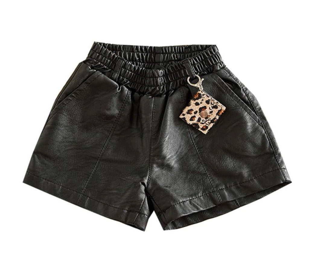 Leopard Belted Leather Shorts