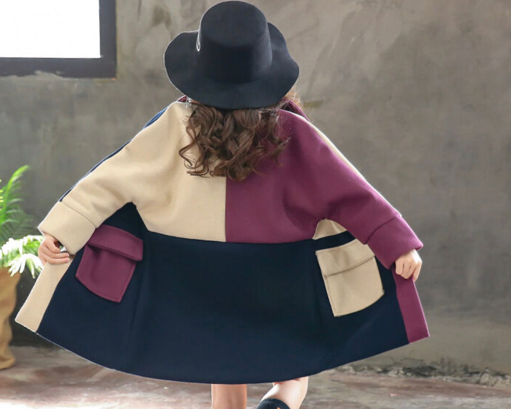 Colorblock Lapel Coat